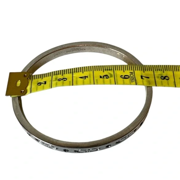 Coach Kissing C Hinged Silver with Green Crystals Bracelet - Picture 7 of 11